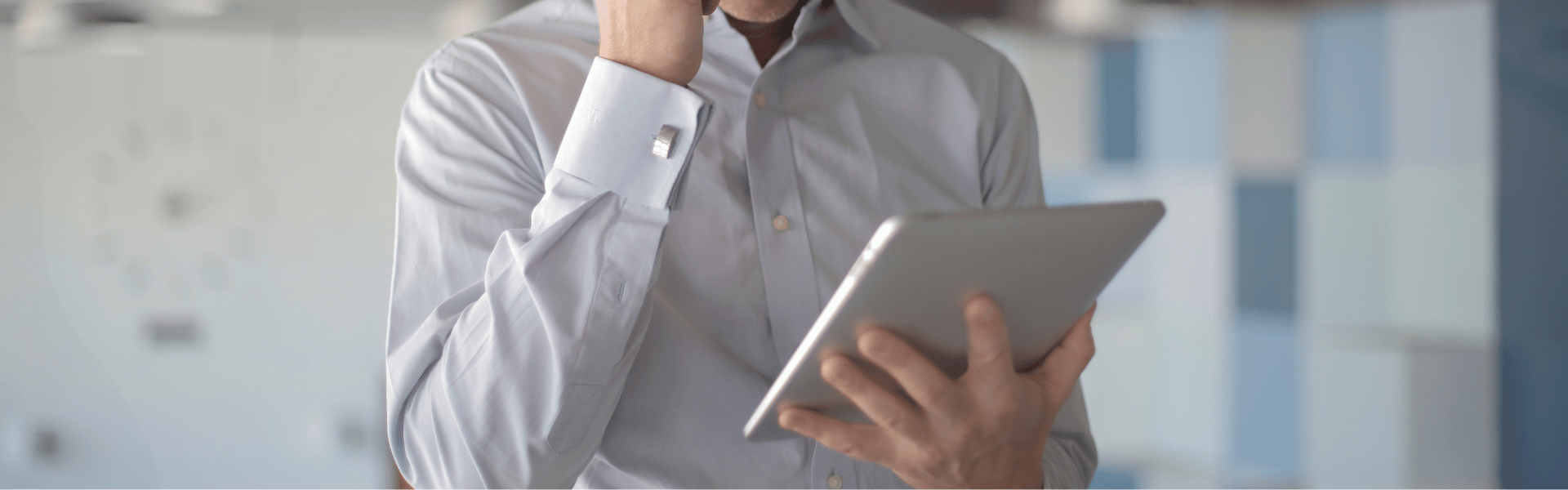 Business man on tablet
