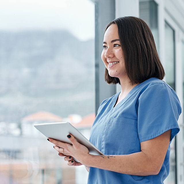 Facilitating effective data management with smart tech. Shot of a medical practitioner using a digital tablet in a hospital.