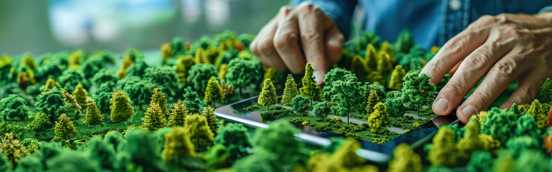 Corporate sustainability officer assessing environmental risks using a digital tablet