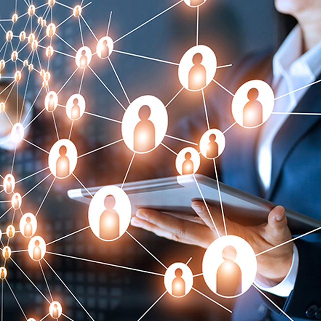 electronic-staff-records NHS SBS. Image showing multiple profiles connected electronically
